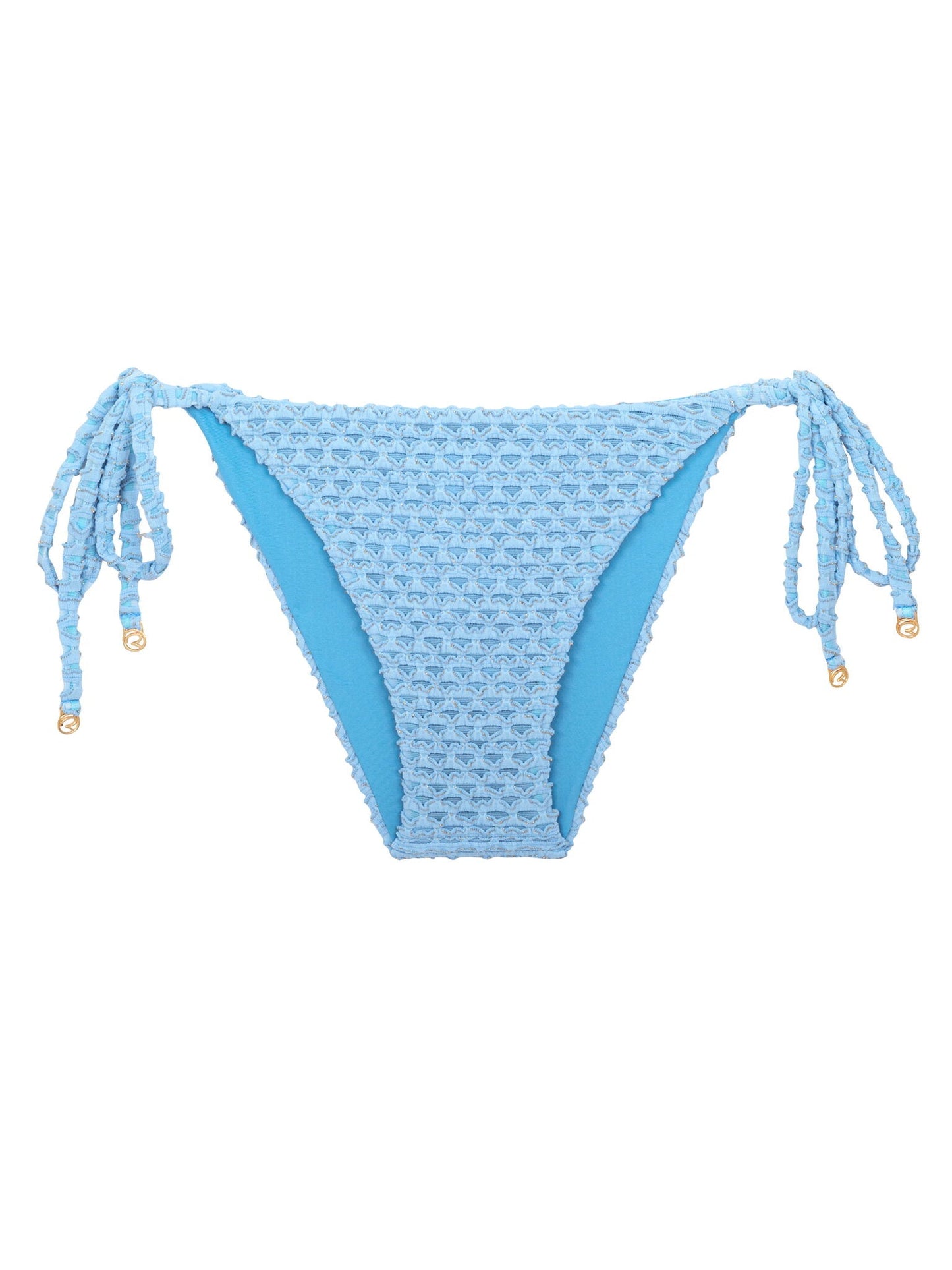 Rio de Sol Lacinho Bottom Cianita Drift in light blue — front view | Belle Mar Swim