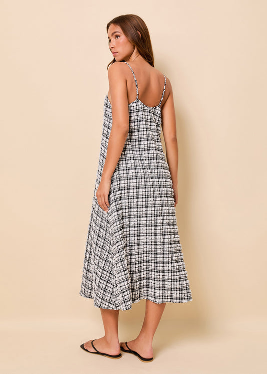 Lois Dress Puckered Plaid Noir - view