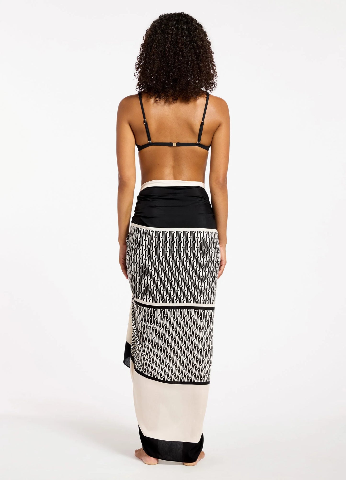 Spring Geo Long Sarong Black