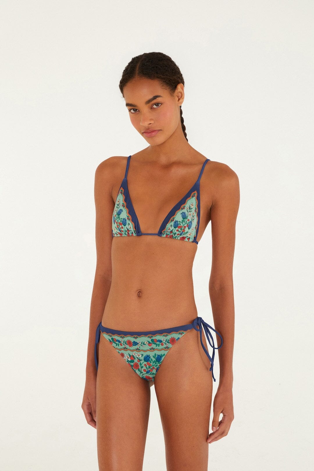 Faded Green Fruit Beauty Triangle Bikini Top
