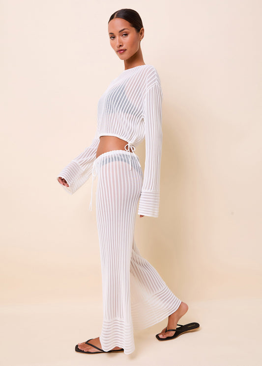 Athena Pant Ottoman Stripe Optic White - view