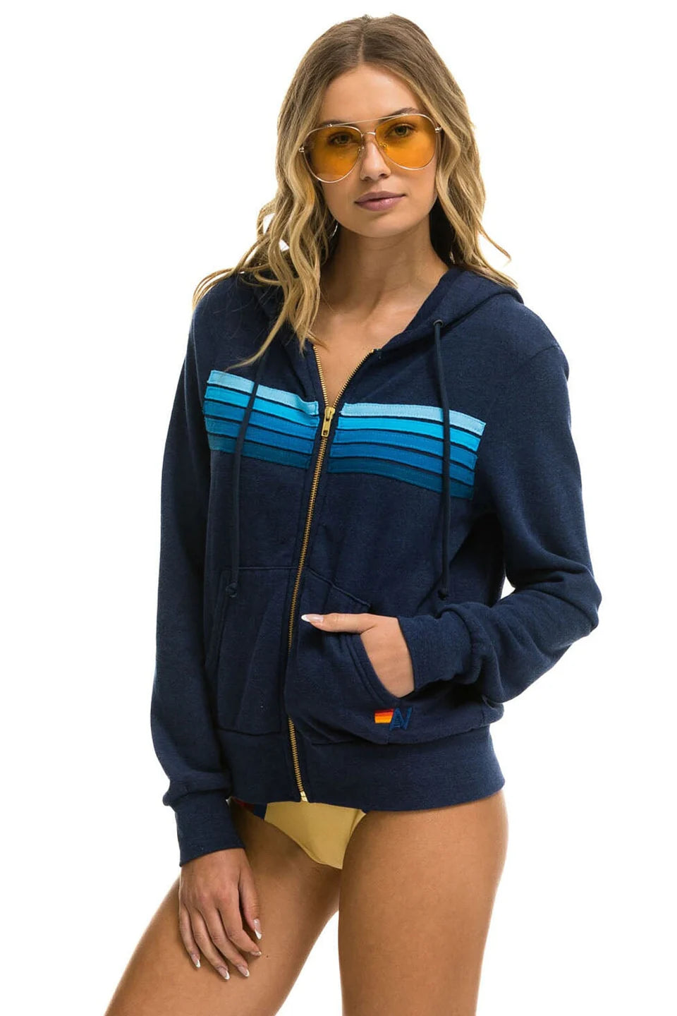 5 Stripe Hoodie Navy/Blue