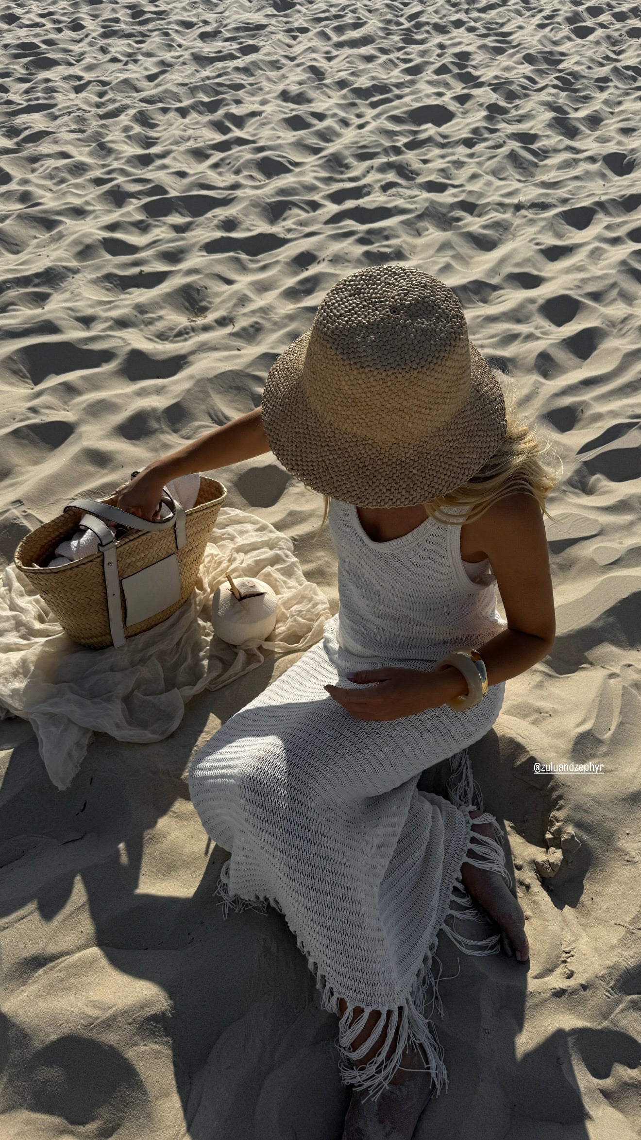 Crochet Knit Dress - White