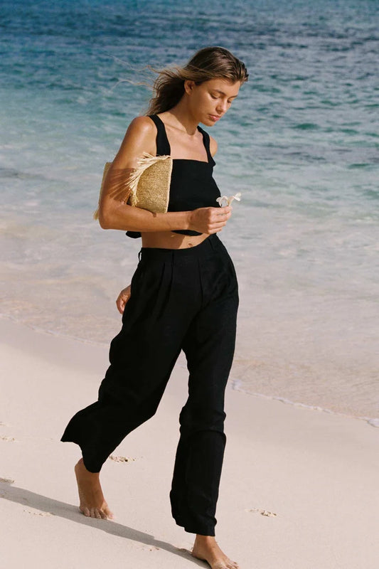 The Getaway Pant Black EcoLinen