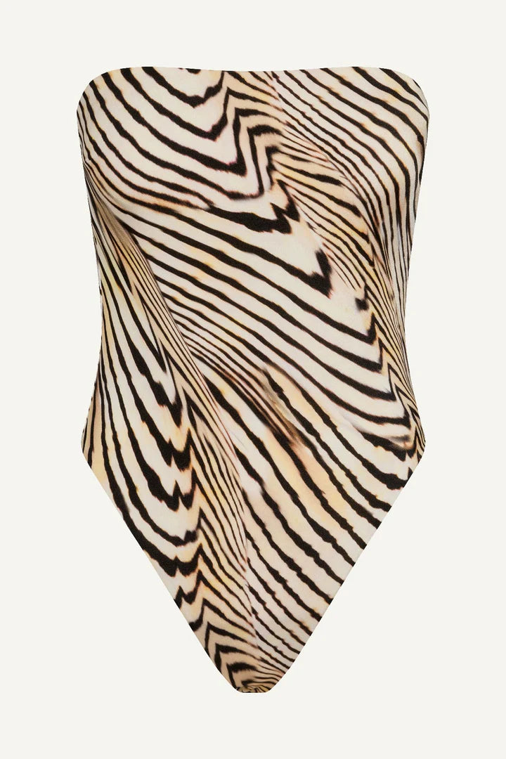 Classic Bandeau One Piece Shell Stripe EcoShimmer