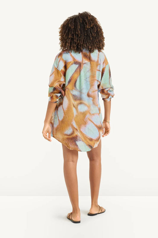 Playa Boyfriend Shirt Malachite Butterfly EcoLinen