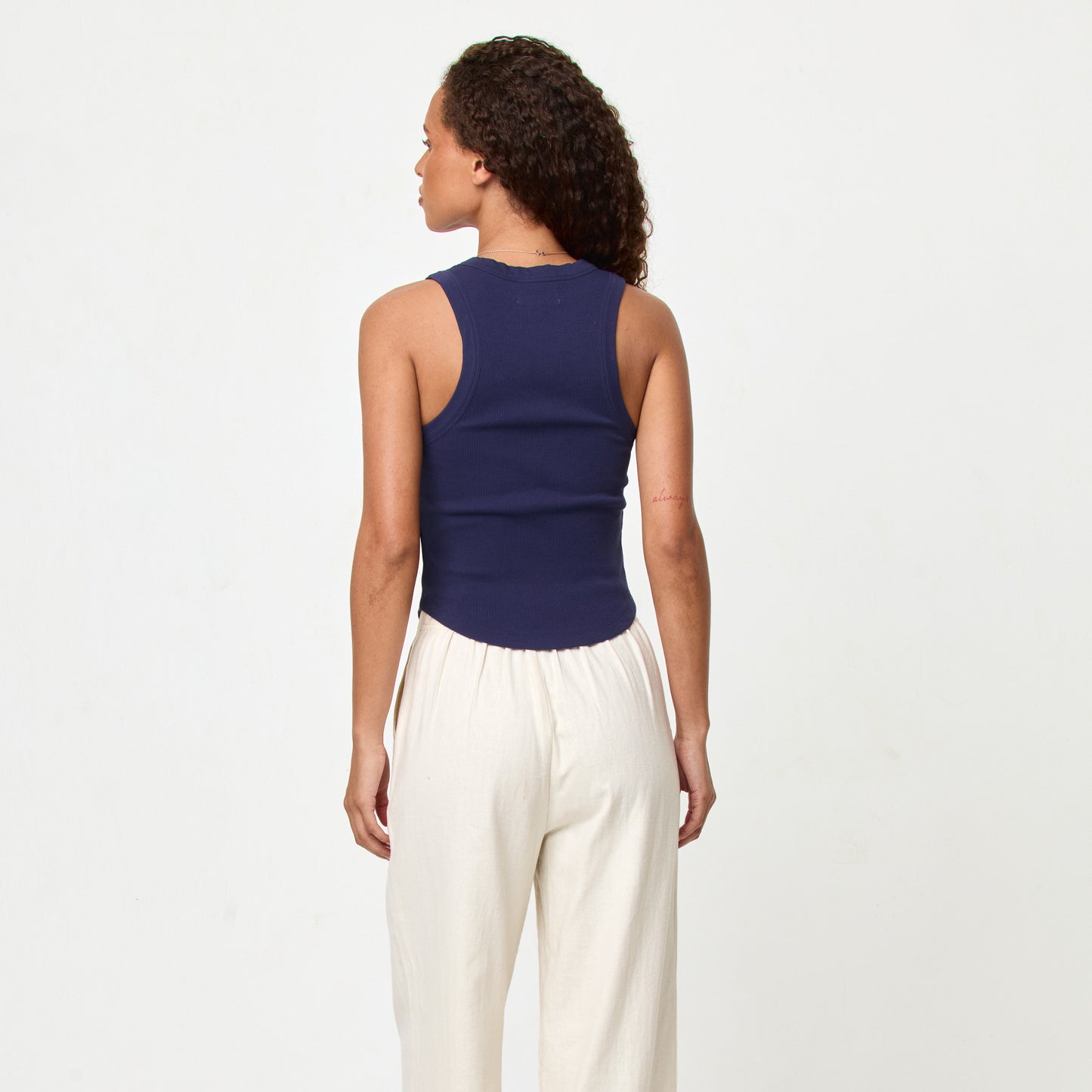 Ash Tank Navy Sardine in navy — detail view | Belle Mar Swim
