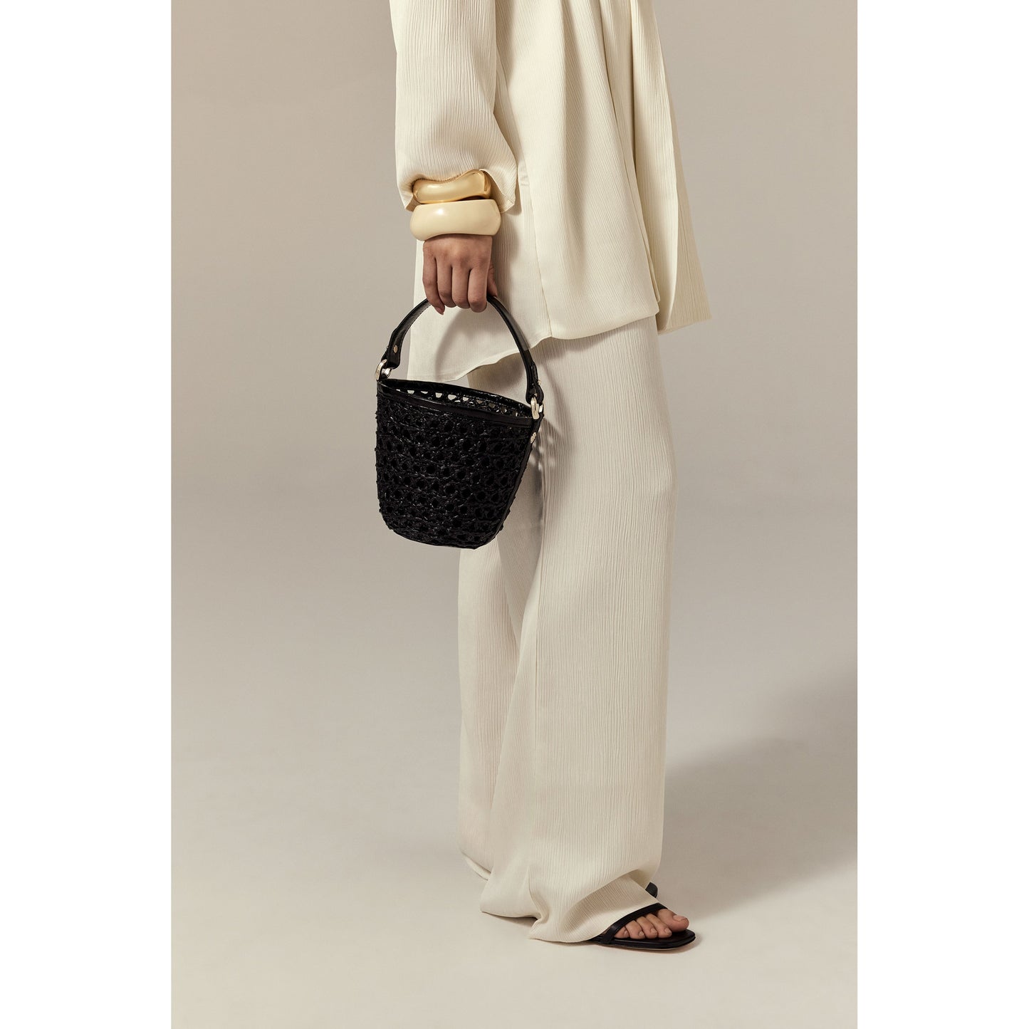 Ama Lace Braid Basket Charcoal