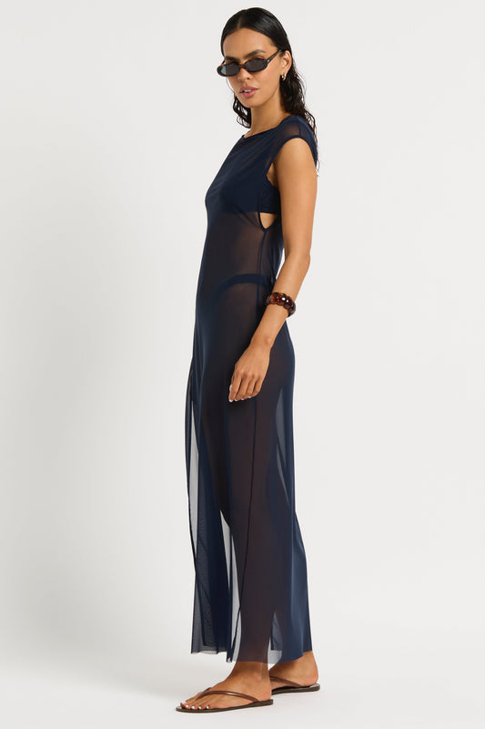 Bond-Eye Shaina Maxi Dress Onyx — back view | Belle Mar Swim