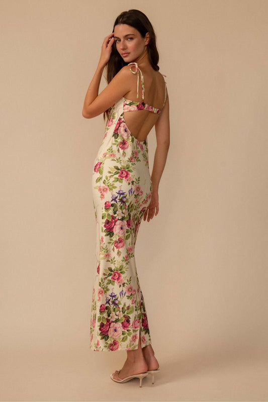 Petal Long Slip Dress Bouquet back