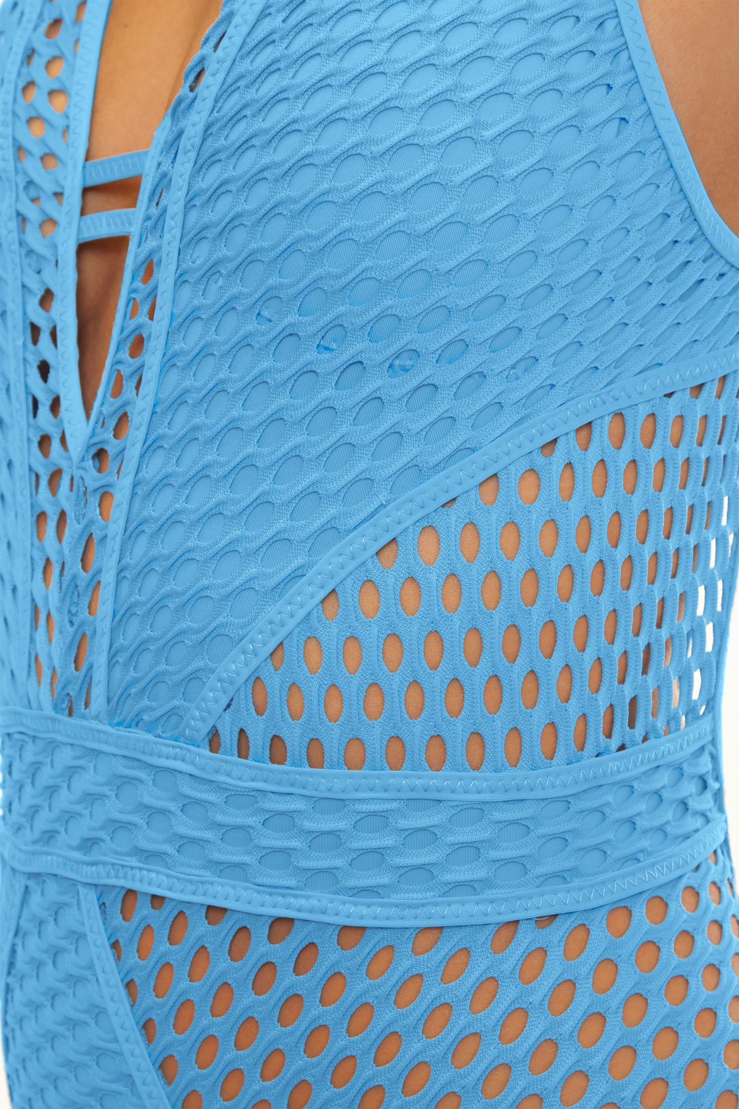 Becca Castaway Plunge One Piece Sky Blue — styled view | Belle Mar Swim