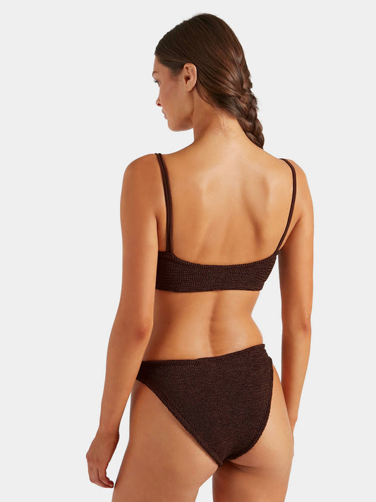 Cassie Beaded Bikini Metallic Chocolate