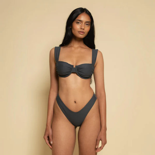 Charcoal Lulu Zig Zag Stitch Bikini Bottom