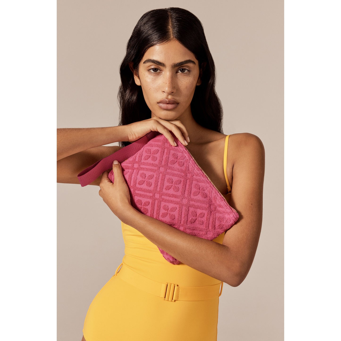 Dayani Cotton Toweling Pouch Bright Pink