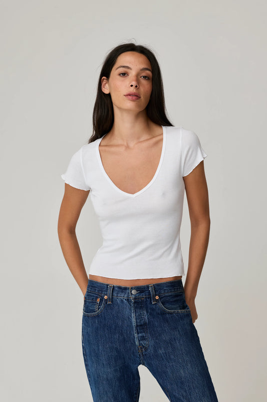 Vicki V Neck Tee White