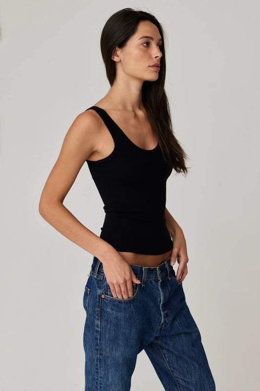 Mila Rib Tank Black
