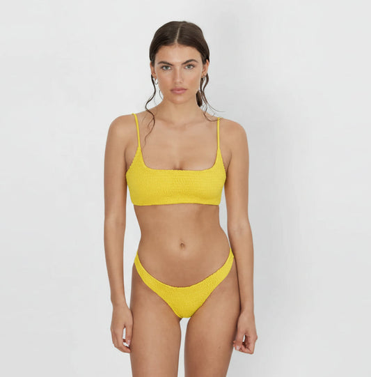 Aila Blue Alice Top Marigold in gold — front view | Belle Mar Swim