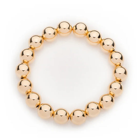 10mm 14k Yellow Gold Filled Bead Bracelet