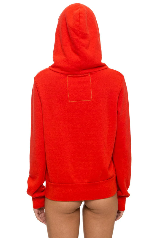 Mountain Stitch Chevron 4 Zip Hoodie Red