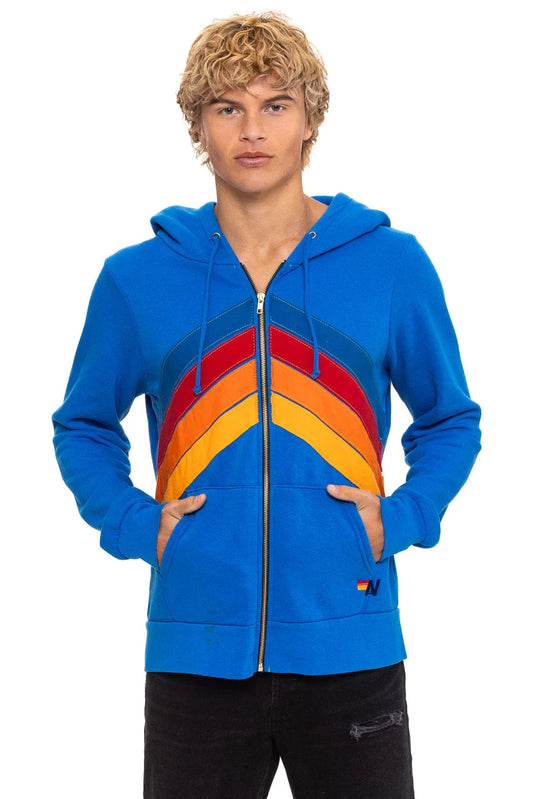 Mountain Stitch Chevron 4 Zip Hoodie Adventure Blue