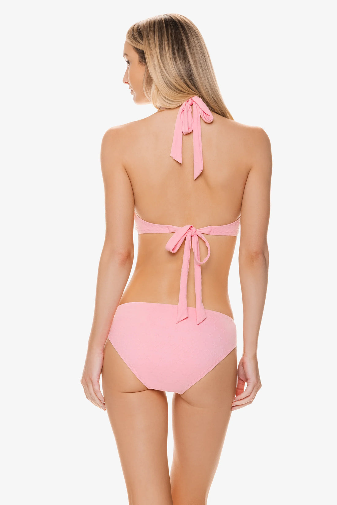 Tortoise Halter Bikini Top Shell Pink Jacquard