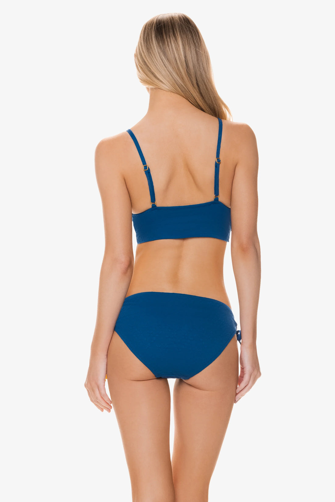Banded Bikini Top Jacquard Textured Marine Blue