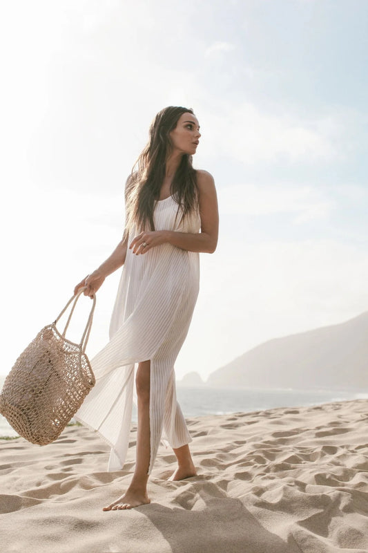 Yaz Dress White Stripe