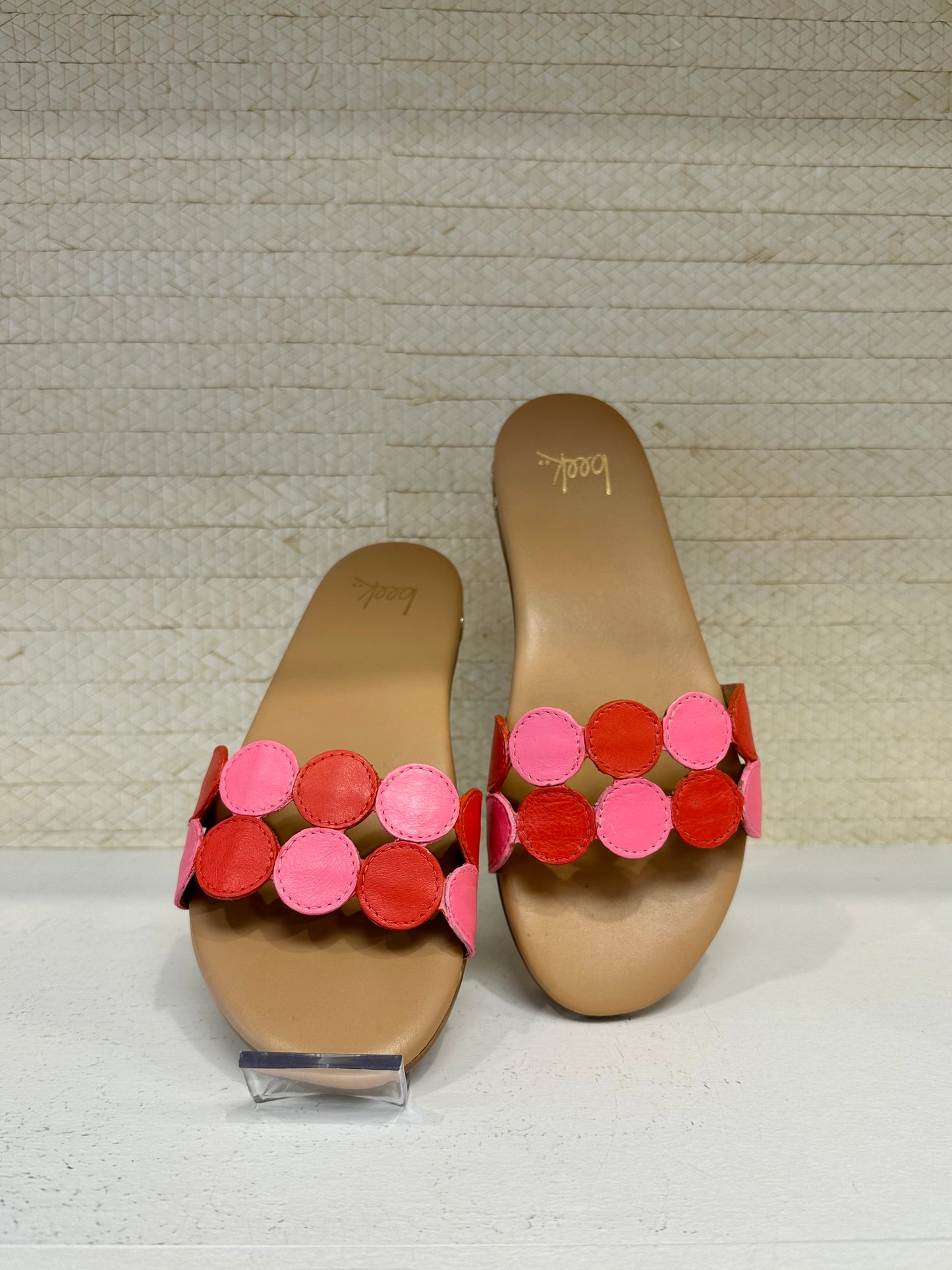 Whirlybird Multi/Beach Sandal in pink — close-up | Belle Mar Swim