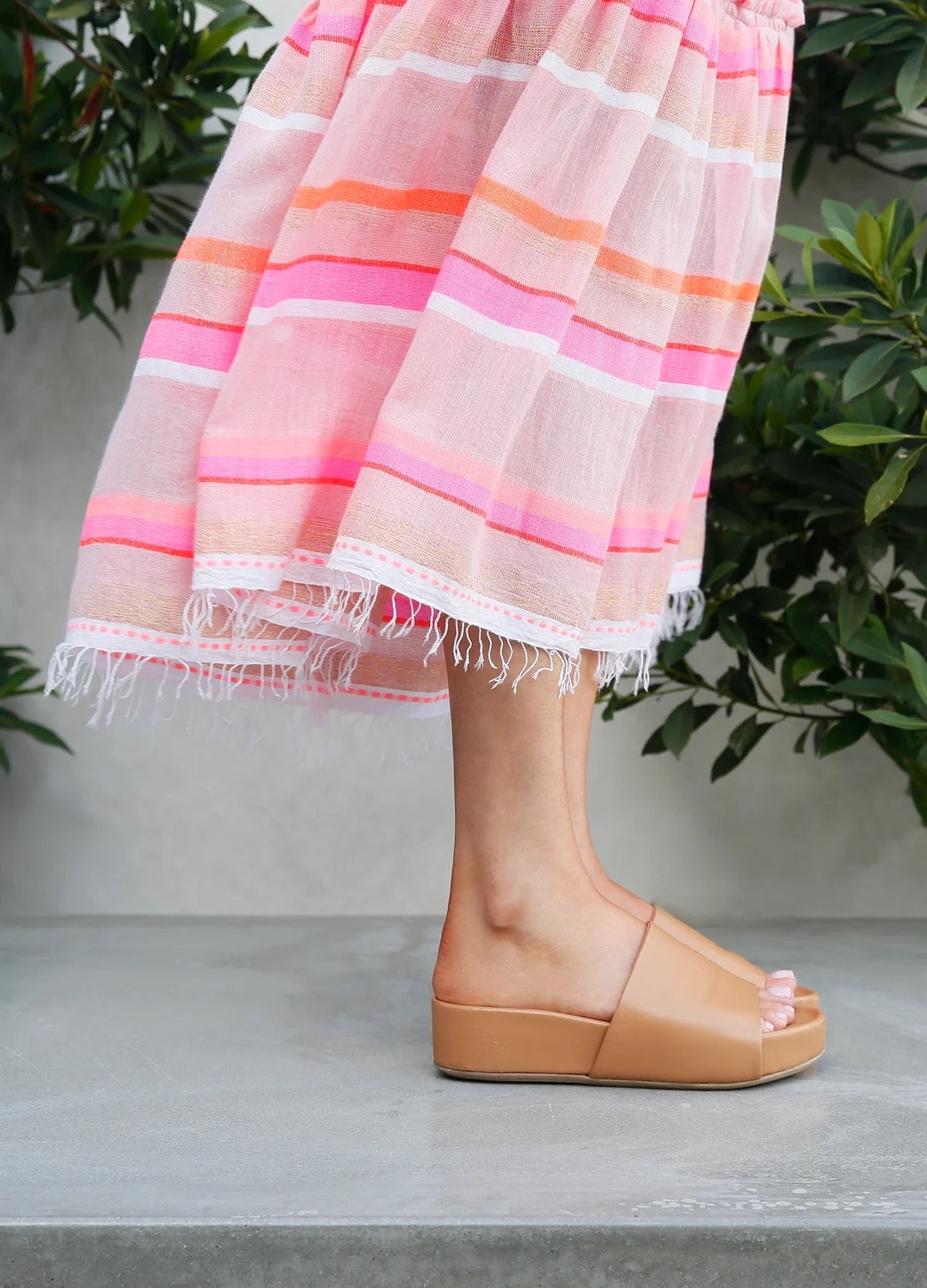 Pelican Leather Platform Sandal in Honey