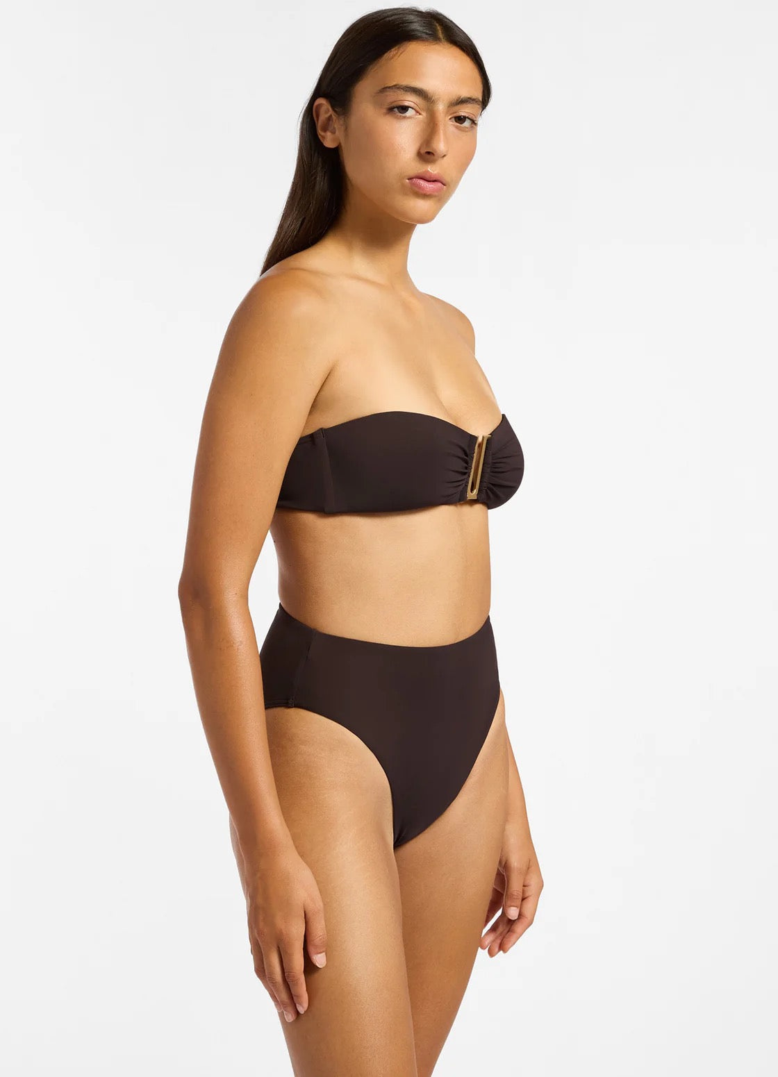 Jetset High Waisted Bikini Bottom Chocolate