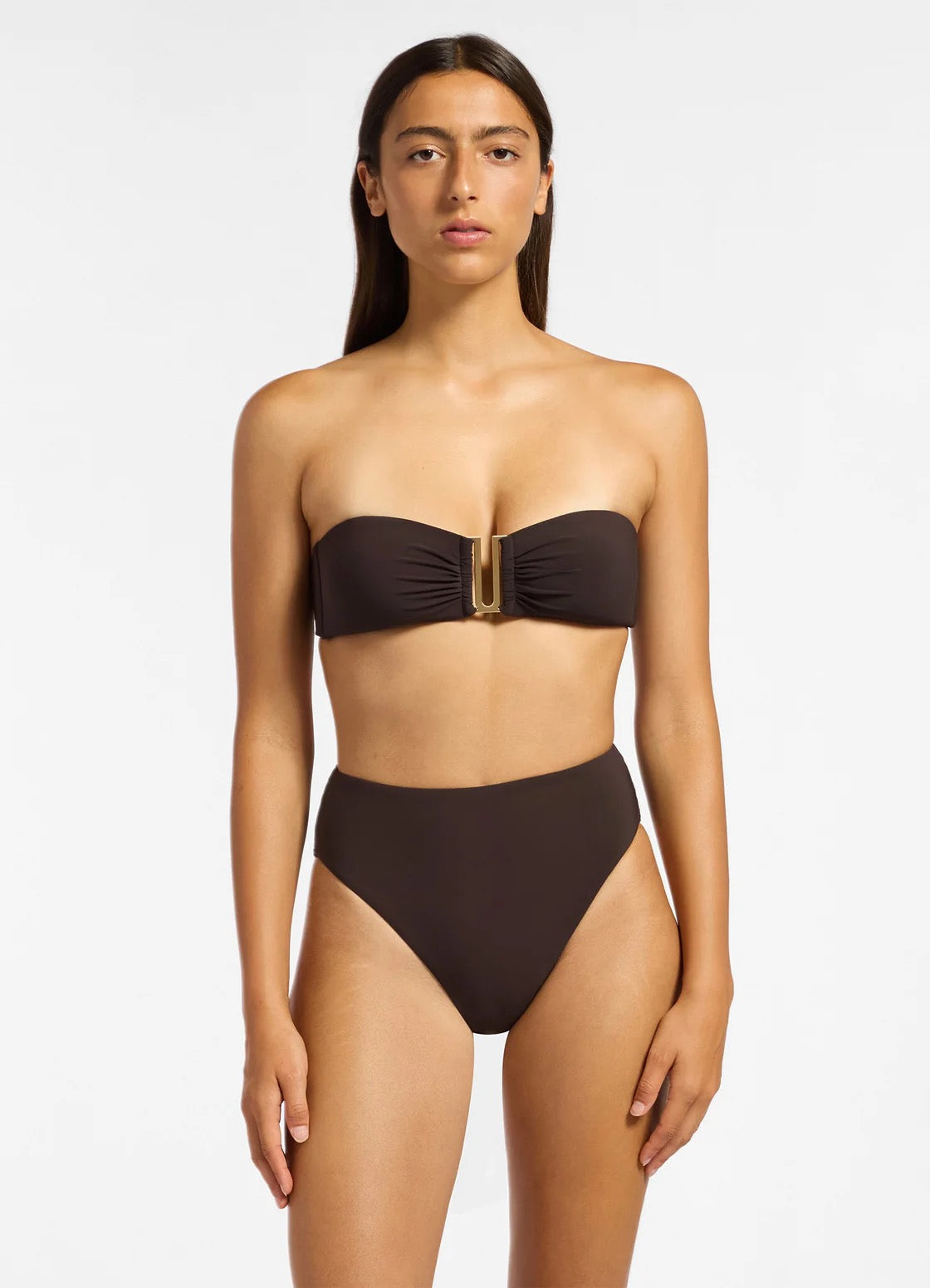 Jetset High Waisted Bikini Bottom Chocolate