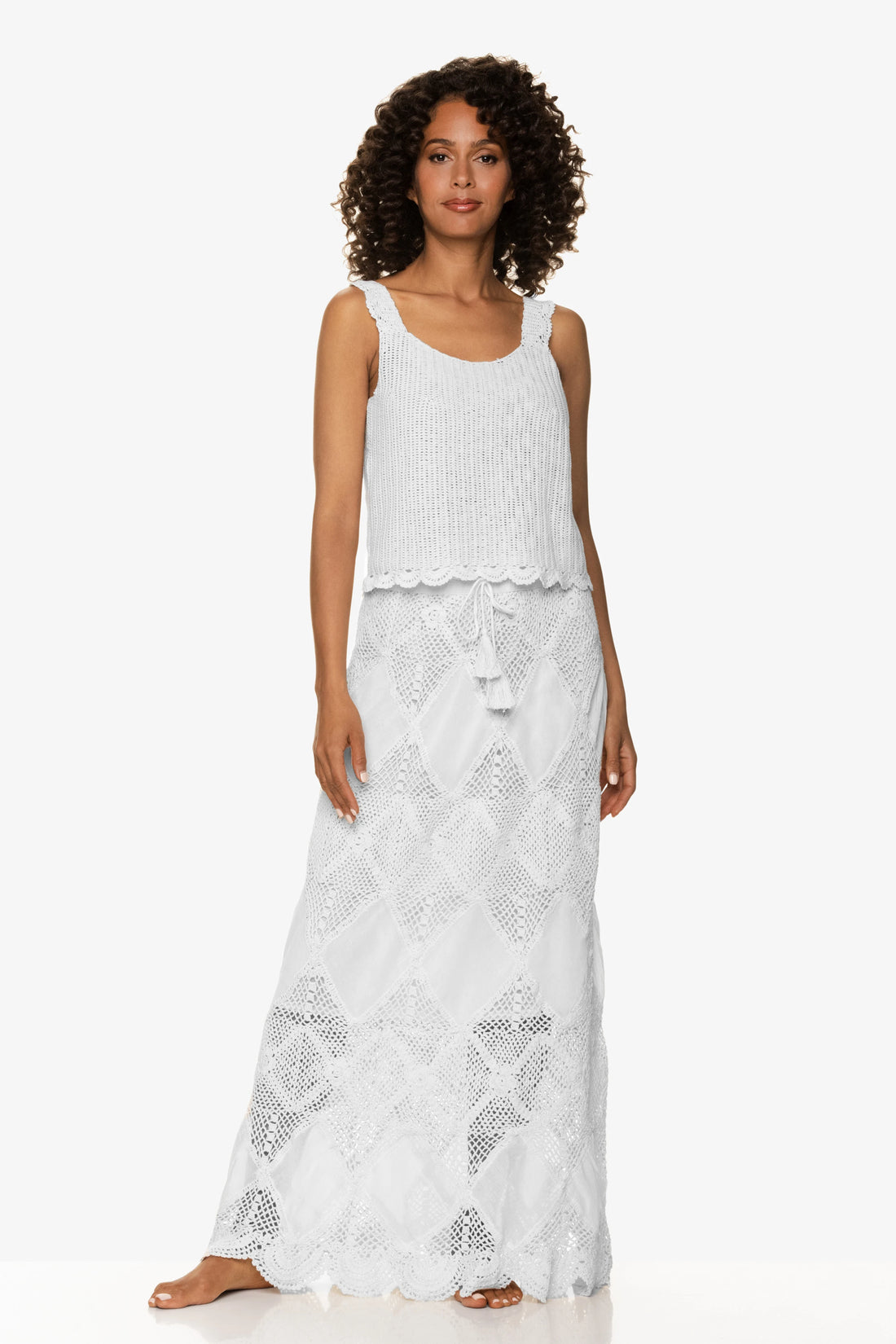 Scallop Crochet Tank White