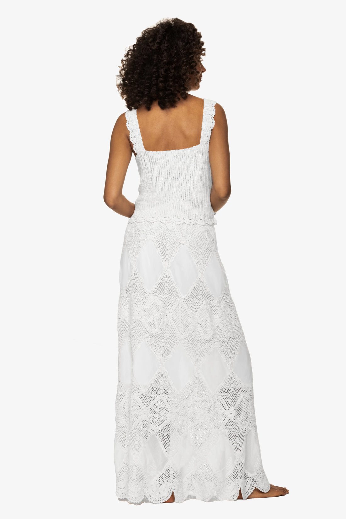 Scallop Crochet Tank White