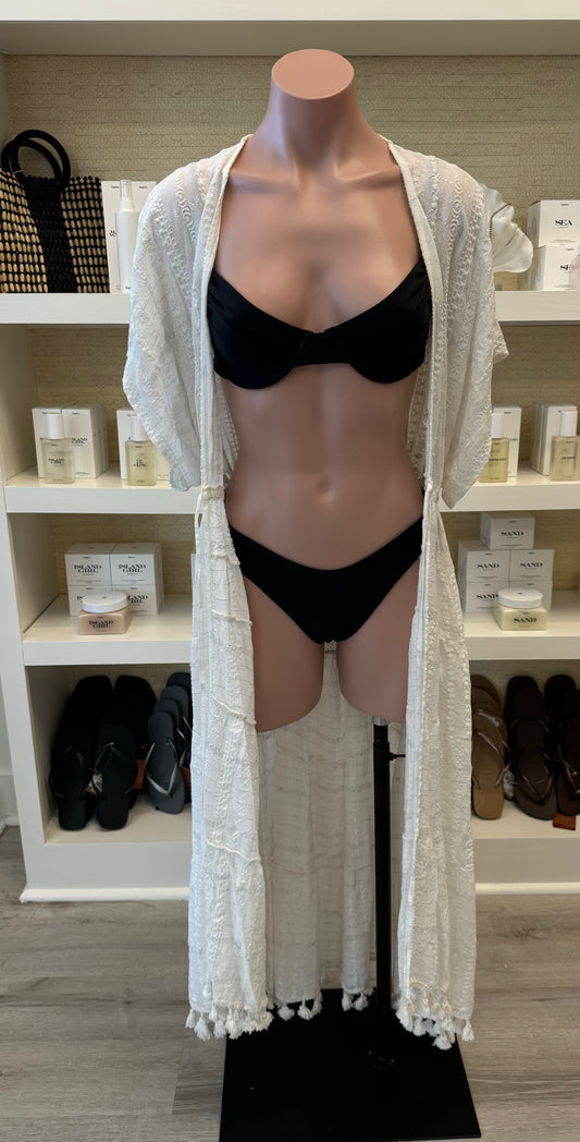 Addaline Embroidered Coverup Dress White Stripe