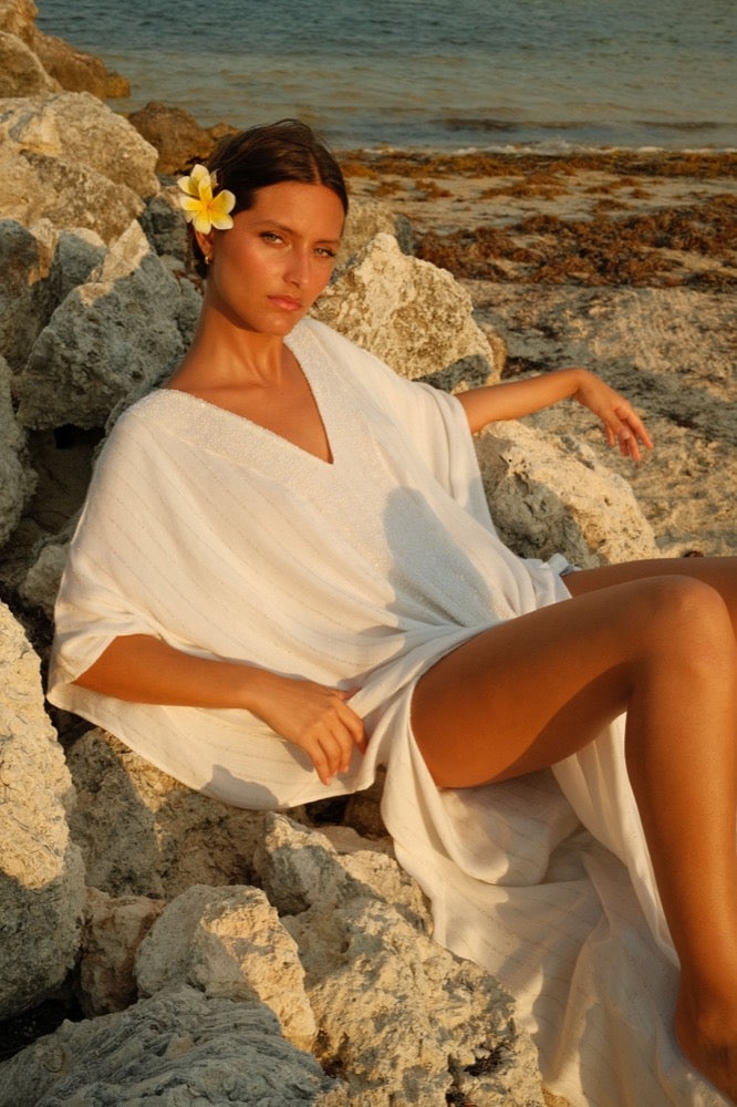Beaded Sequin Thobe White Sequin