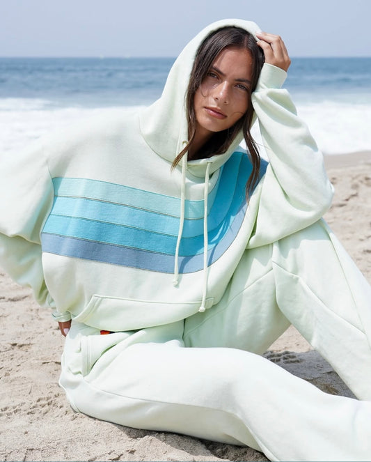 Wave Stripe 4 Pullover Hoodie Relaxed Lime Cream/Seafoam