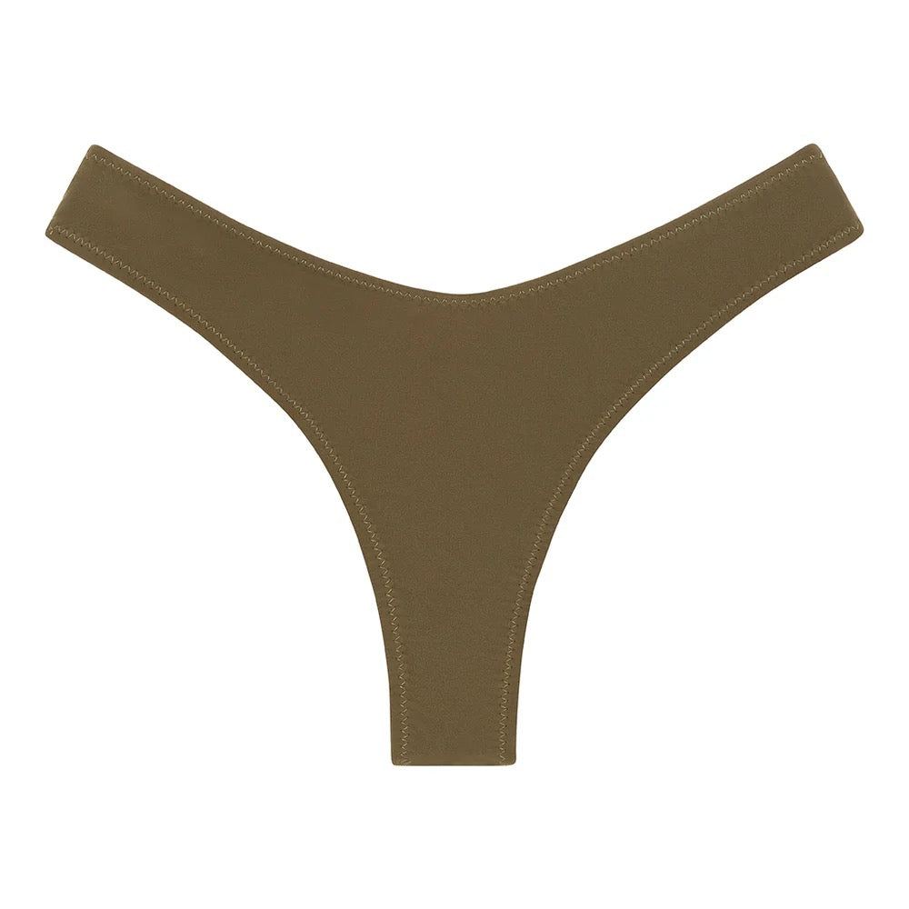 Khaki Lulu Zig-Zag Stitch Bikini Bottom