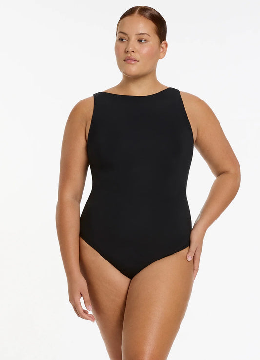 Jetset Boat Neck One Piece Black