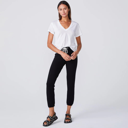 Super Fine Jersey V Neck Fitted Tee in White