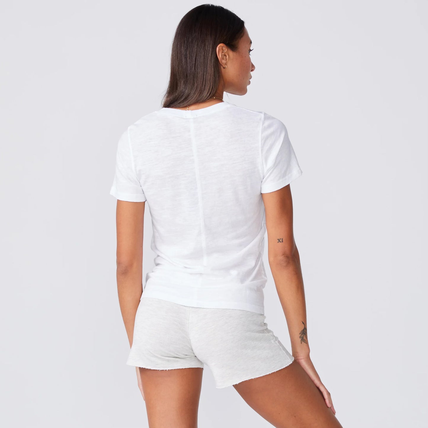 Textured Tri Blend Crew Neck Tee in White