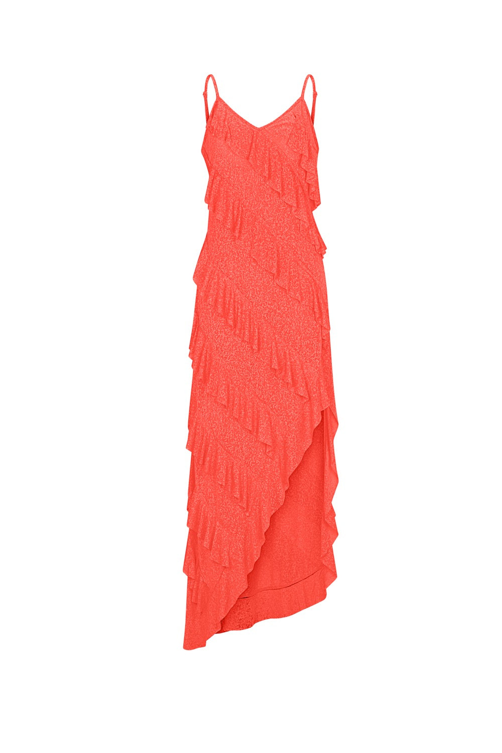 Mermaid Asymmetric Ruffle Dress Watermelon