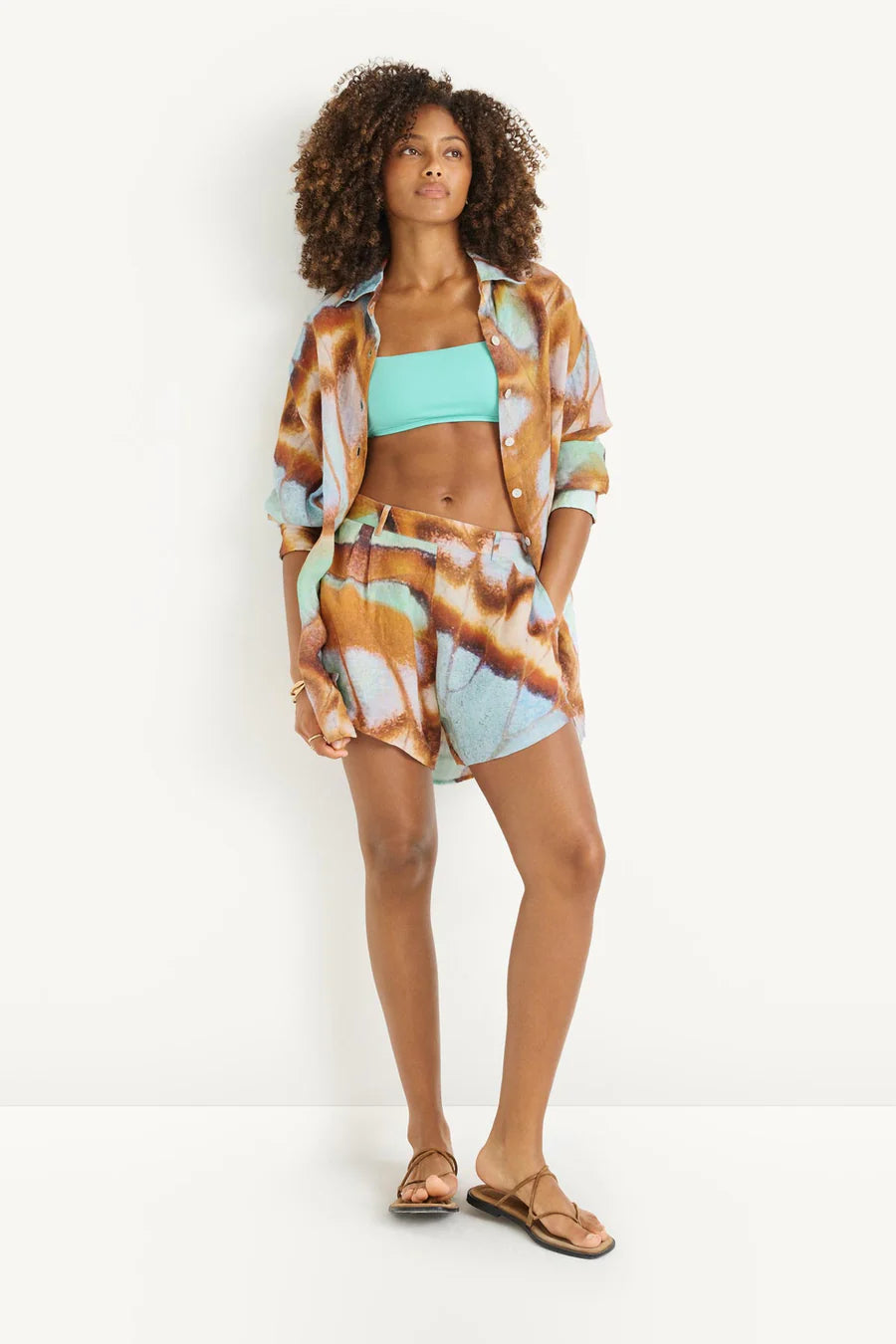 Playa Boyfriend Shirt Malachite Butterfly EcoLinen
