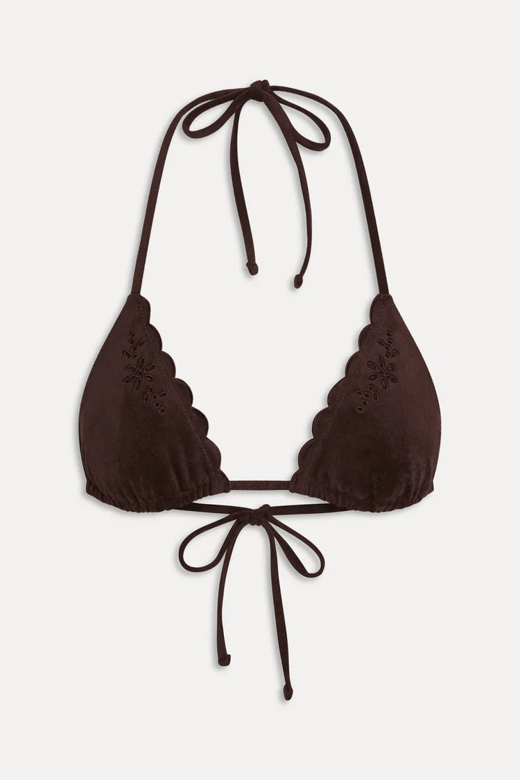 Nick Suede Triangle Bikini Top Desert Suede