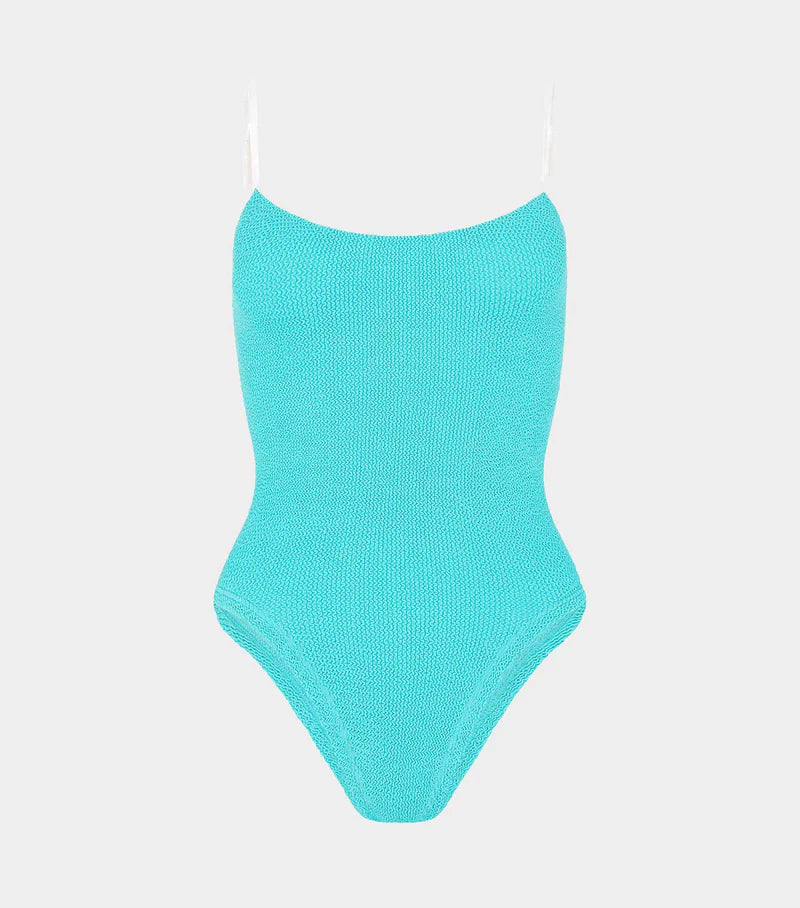 Pamela Swim Contrast Aqua/White