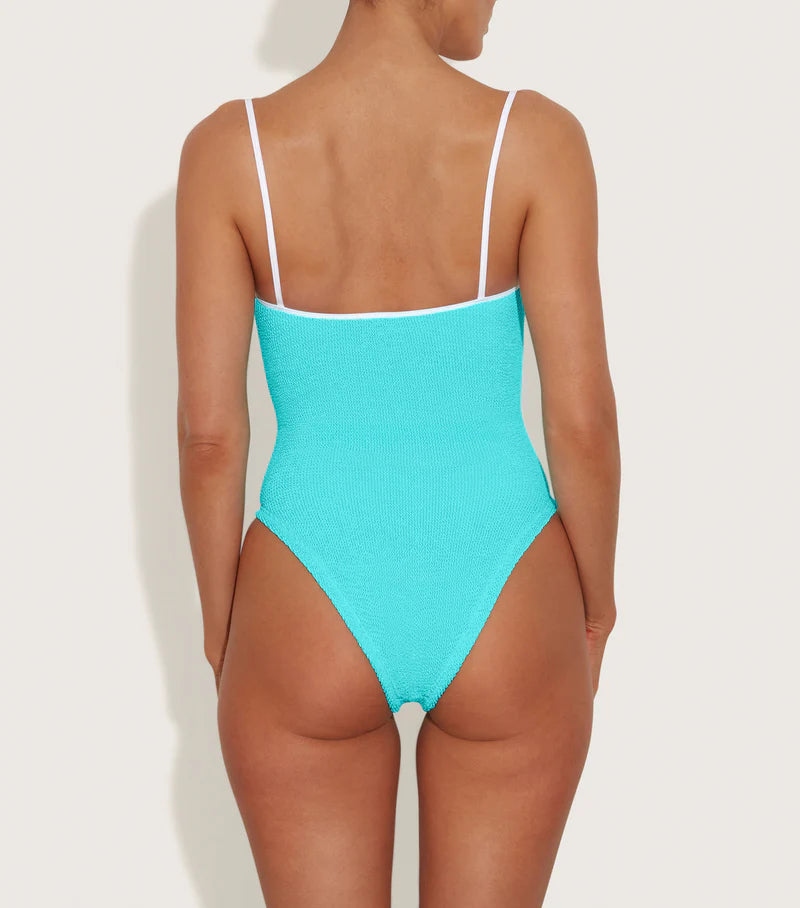 Pamela Swim Contrast Aqua/White