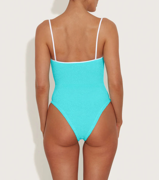 Pamela Swim Contrast Aqua/White