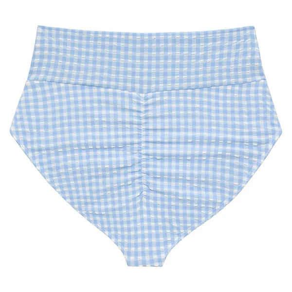 Peri Micro Gingham Full Coverage High Rise Bikini Bottom