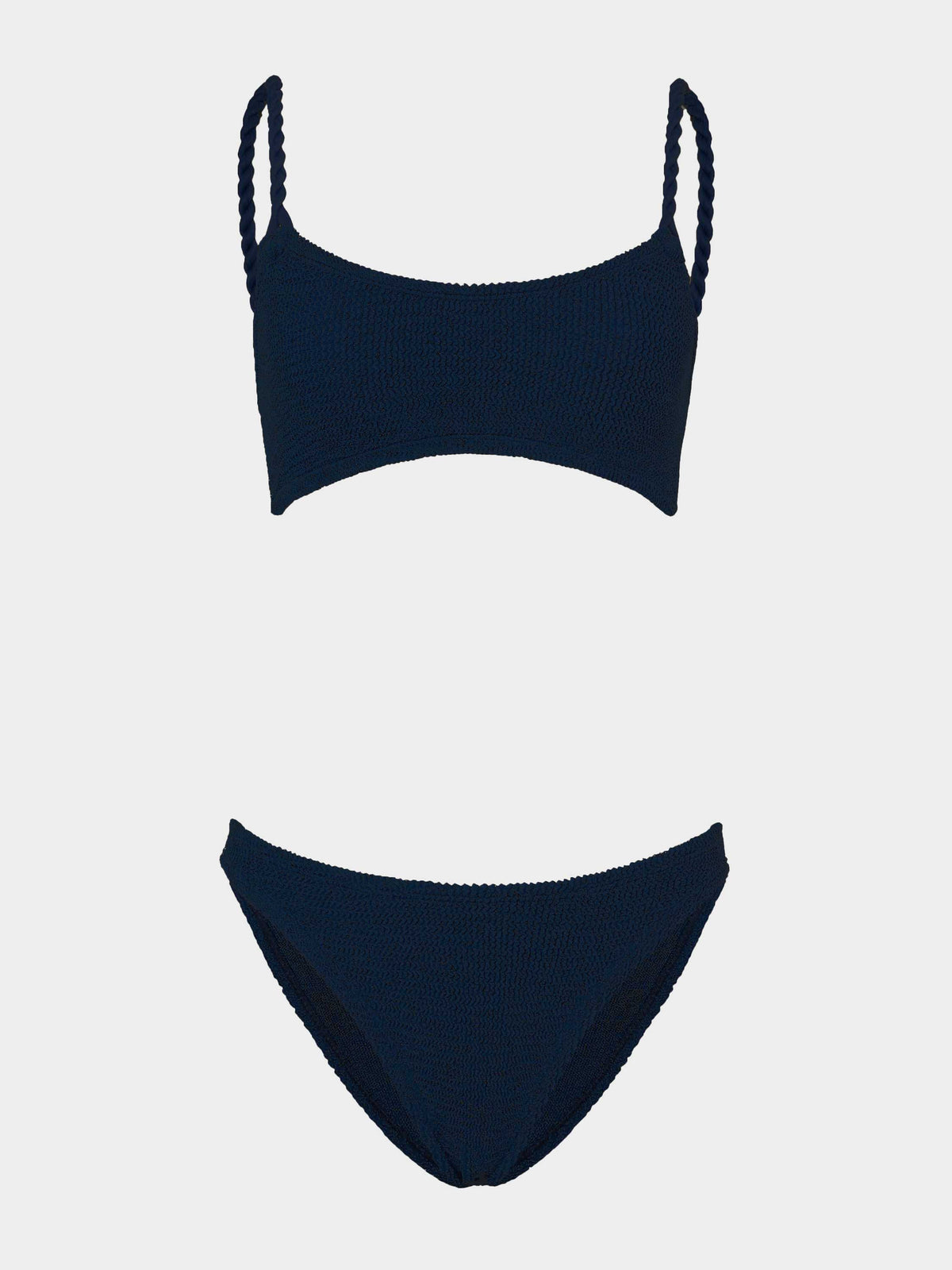 Hunza G Phoebe Bikini in Navy — front view on model | Belle Mar Swim