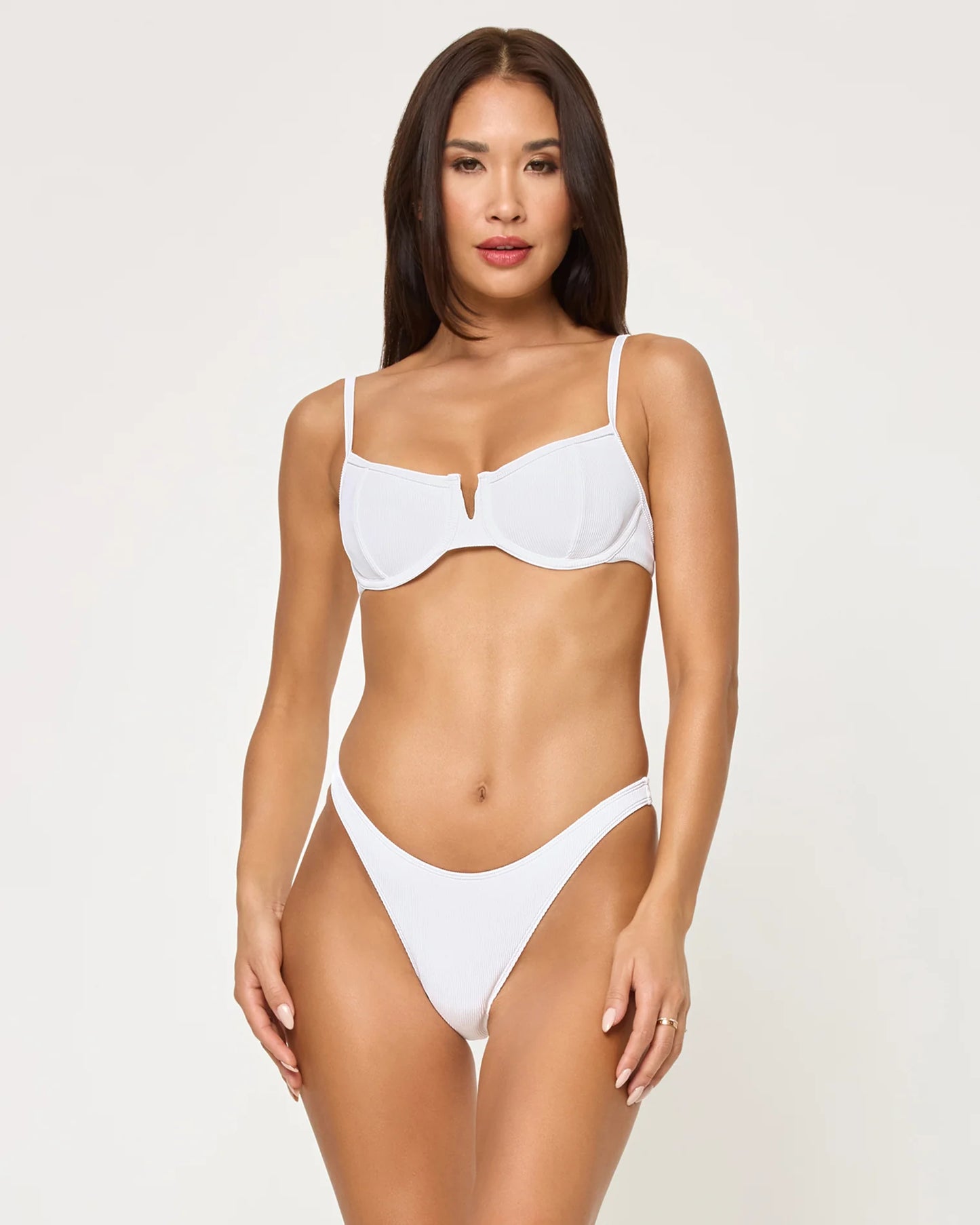 Donnie Bitsy Bottom White in white — detail view | Belle Mar Swim