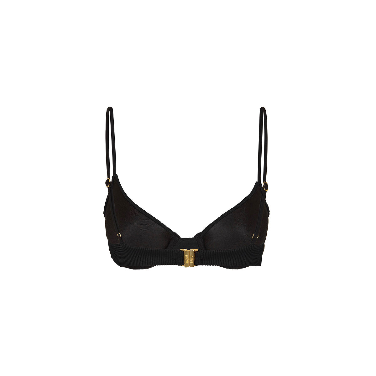 Push Up Slim Underwire Bikini Top - Pitch Black ribbed - back